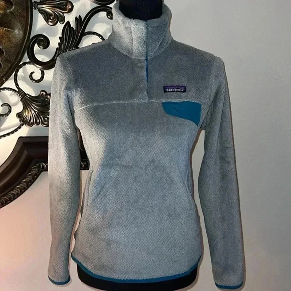 Patagonia Jackets & Blazers - Patagonia Women’s Retooled T Snap Pullover Fleece Jacket in Gray Teal Size Small